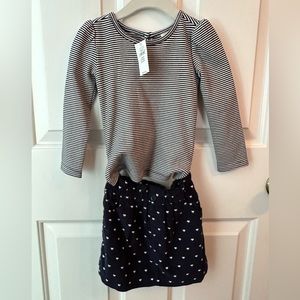 NWT GAP Blue Striped Shirt and Heart Print Corduroy Skirt